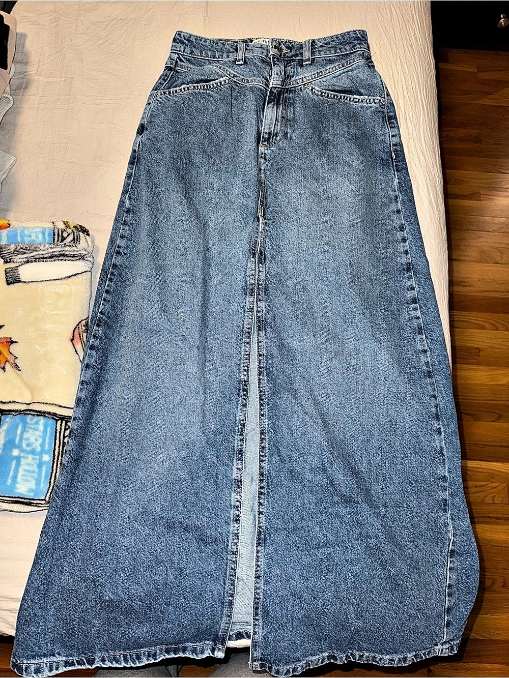 Free People We The Free Come As You Are Denim Maxi Skirt Size 6